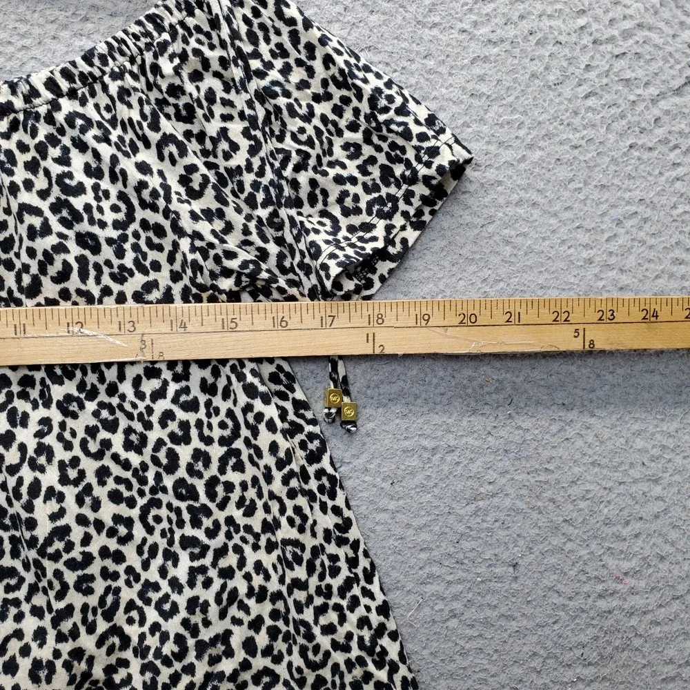 Michael Kors Blouse Womens S Multi Leopard Print Short Sleeve Off the Shoulder